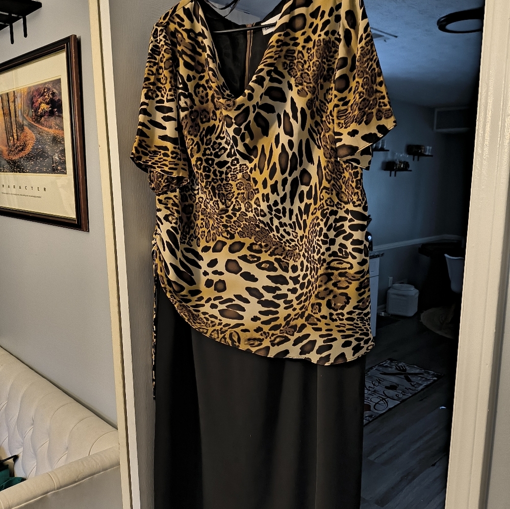 Leopard Print and Black Dress